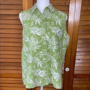 Jones Sport Green Floral Sleeveless Top Size 10